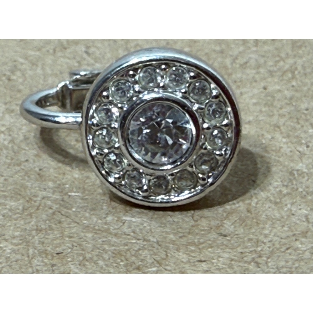 Swarovski Silver Tone Round Crystal Halo Single Clip On Earring -ONE Replacement